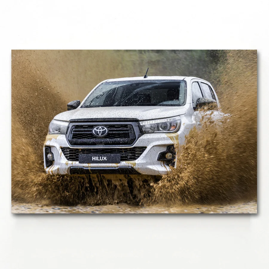 Автомобиль пикап Тойота Hilux автомобиля белый автомобиль Wall Art постер Холст