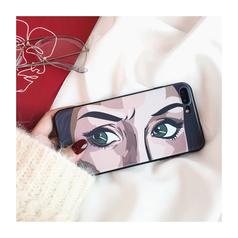 Забавный чехол для телефона с большими глазами iphone 6 S 7 8 Plus милым