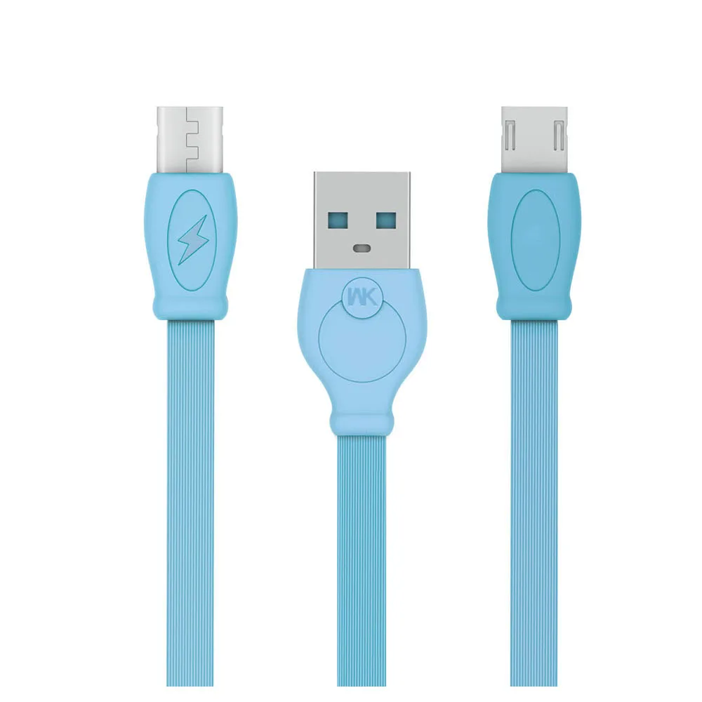 WK 2,4 A Быстрый зарядный плоский кабель USB от Micro до USB передачи данных ПВХ тире шнур 1 м для Xiaomi/samsung/Nokia/Android планшета