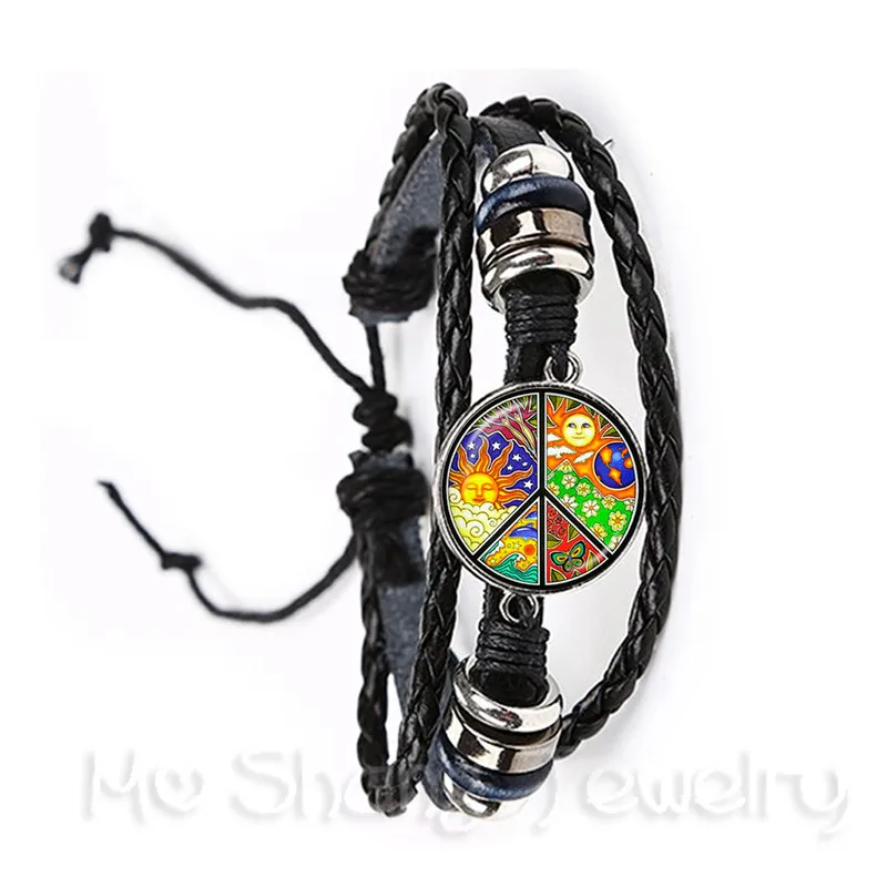 

Celts Harp Pattern Statement Leather Bracelet Handmade Jewelry Black/Brown Leather Bangle Charms Pentagram Best Gift Souvenir