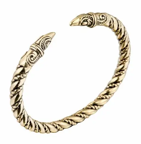QIMING Dragon браслет, браслет Викинг Фенрир, языческий браслет, мужские ювелирные изделия, славянская голова волка, браслеты-манжеты для женщин, браслеты из серебра