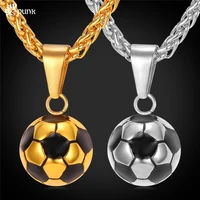 never fade 316l stainless steel necklace football soccer jewelry mens sporty pendant with chain for boy p2299g