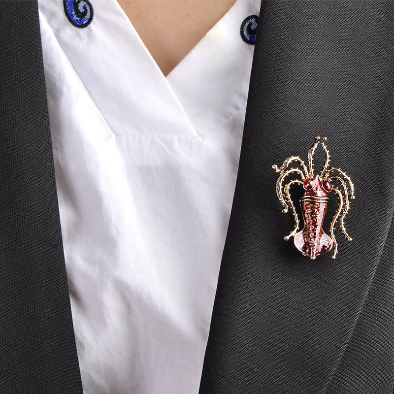 Женская брошь в форме осьминога Blucome большая золотая эмаль на плечо аксессуар для