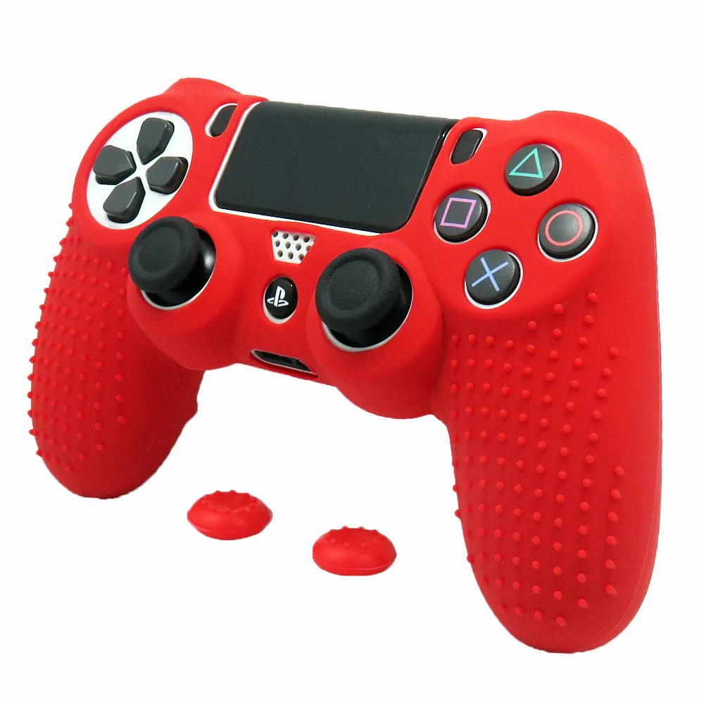 Красный IVYUEEN Противоскользящий силиконовый чехол для sony playstation Dualshock 4 PS4 Pro тонкий чехол для контроллера с захватами для большого пальца - Цвет: Красный