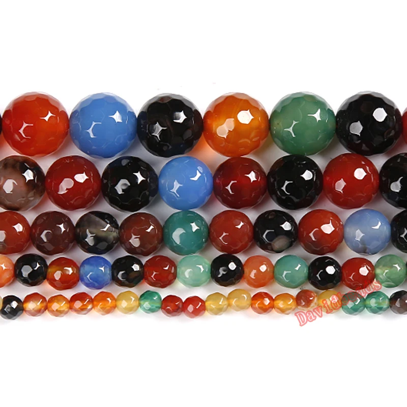 Натуральный круглый смешанный граненый цвет Агаты бусины для изготовления