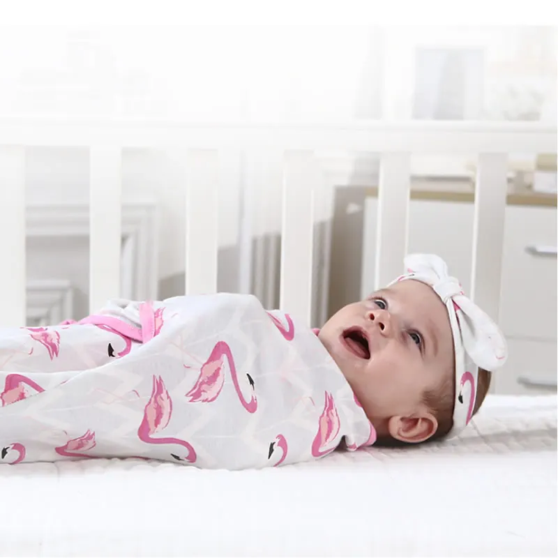 

Baby Swaddle Wrap with Hairband 2PCS/Set Adjustable swaddling sleeping bag for newborn infant baby from 0-6 months sleepsack