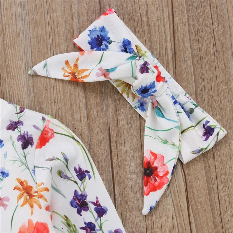 3Pcs Autumn Baby Girls Clothes Set 2018 Cute Toddler Girl Long Sleeve T-shirt Tops+Tutu Skirt Flower Printed Sets | Мать и ребенок