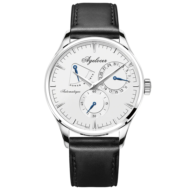 

Agelocer Brand Watches Original Design Mechanical Watches for Men Casual Fashion Watches Genuine Leather Strap Power Reserve 410