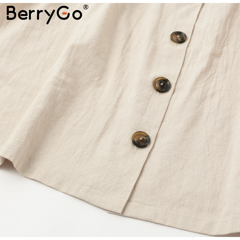 Berrygo винтажное повседневное летнее льняное платье с v-образным вырезом женское Хлопковое платье с короткими рукавами и пуговицами женское Короткое приталенное платье vestidos