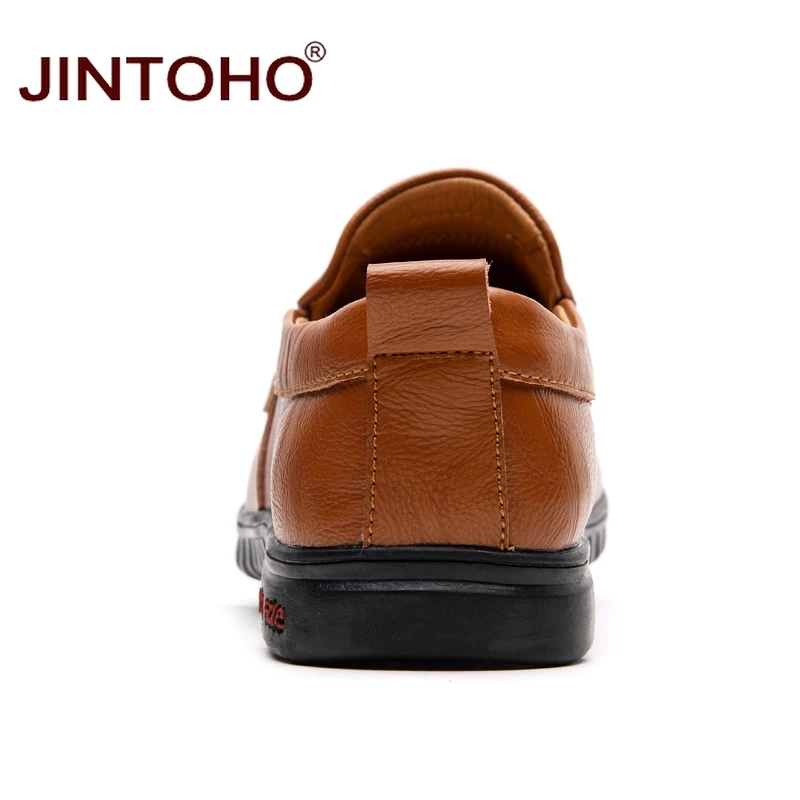 JINTOHO/Мужская обувь из натуральной кожи без застежки; модная мужская удобная обувь; брендовая мужская кожаная обувь; повседневная кожаная обувь для мужчин