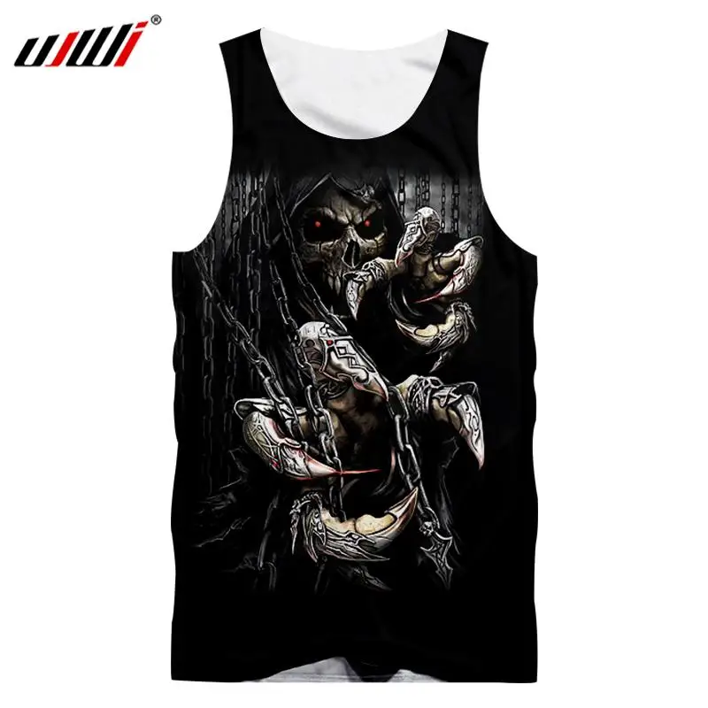 Мужской повседневный жилет UJWI без рукавов с принтом брелок черепом 3d майка для