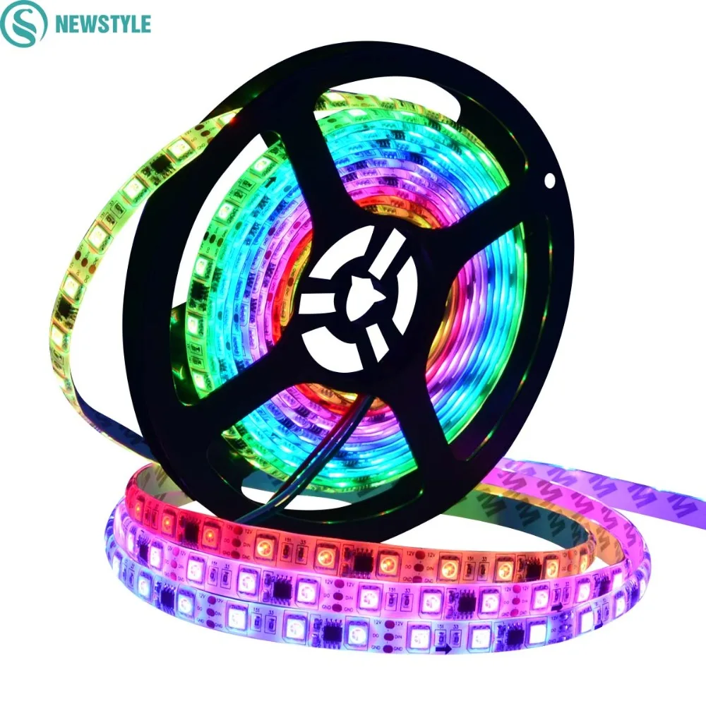 Новый стиль DC12V 5 м/рулон WS2811 Светодиодная лента SMD 5050 RGB 30led/M 60leds/m PCB белый