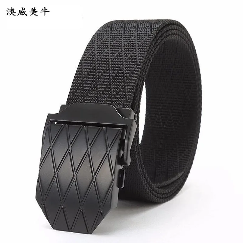 width 3.8cm Good quality canvas nylon casual luxury Knitted belt Army Alloy buckles Tactics design for men belt male strap n40