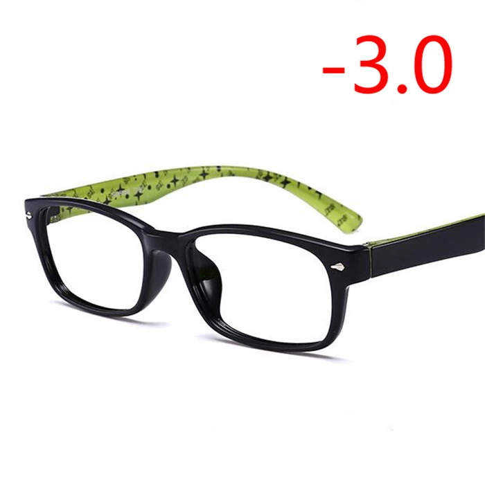 Myopia 300 1,0-1,5-2,0-4,0 квадратные очки для близорукости с градусом женские мужские короткие очки для коррекции зрения TR90 полосатая черная синяя красная Желтая оправа - Цвет оправы: Myopia 300