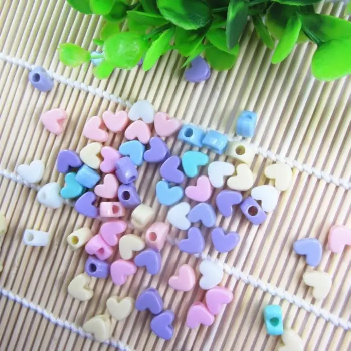 Wholesale Spring Color Mixed Heart Shape Acrylic Loose Beads DIY Fashion Charm Jewelry 50pcs BJ-13 | Украшения и аксессуары