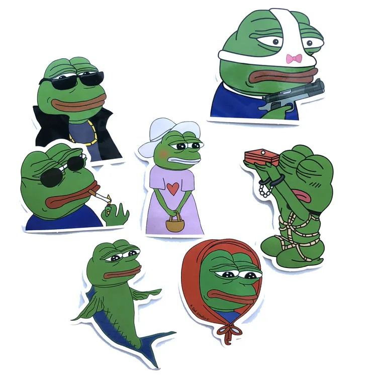 17 шт./лот, стикеры в виде лягушек Pepe Sad, наклейка для сноуборда, багажа, автомобиля, холодильника, автомобиля, наклейки для ноутбука
