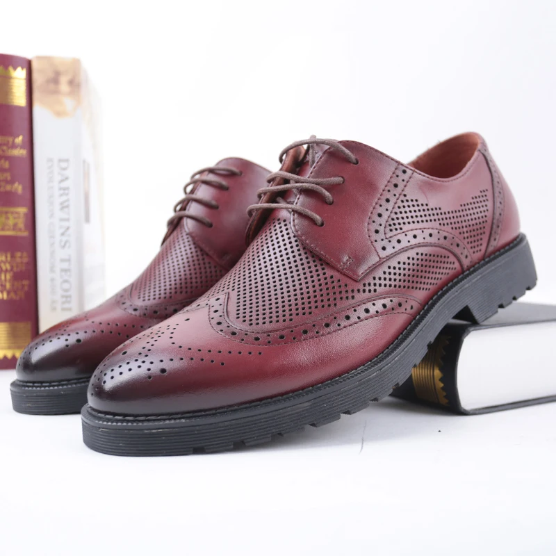 SHUANGFENG New 2018 Men Casual Shoes Genuine Leather Summer Breathable Holes Luxury Brand Lace up Man Footwear | Обувь