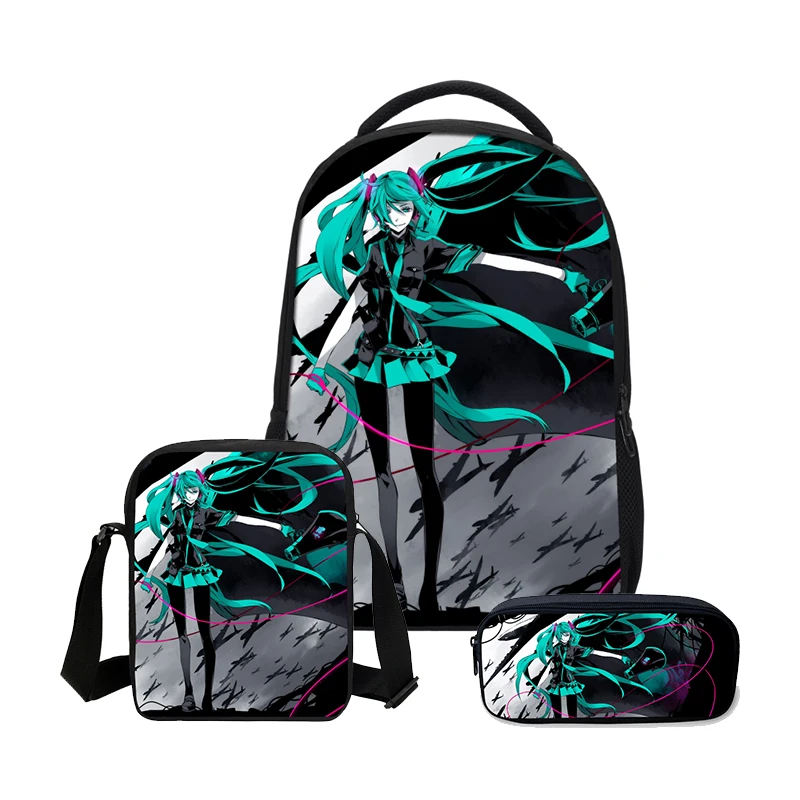 VEEVANV Горячие Hatsune Miku девушки Bookbag Мода 3 шт./компл. сумки на плечо пенал