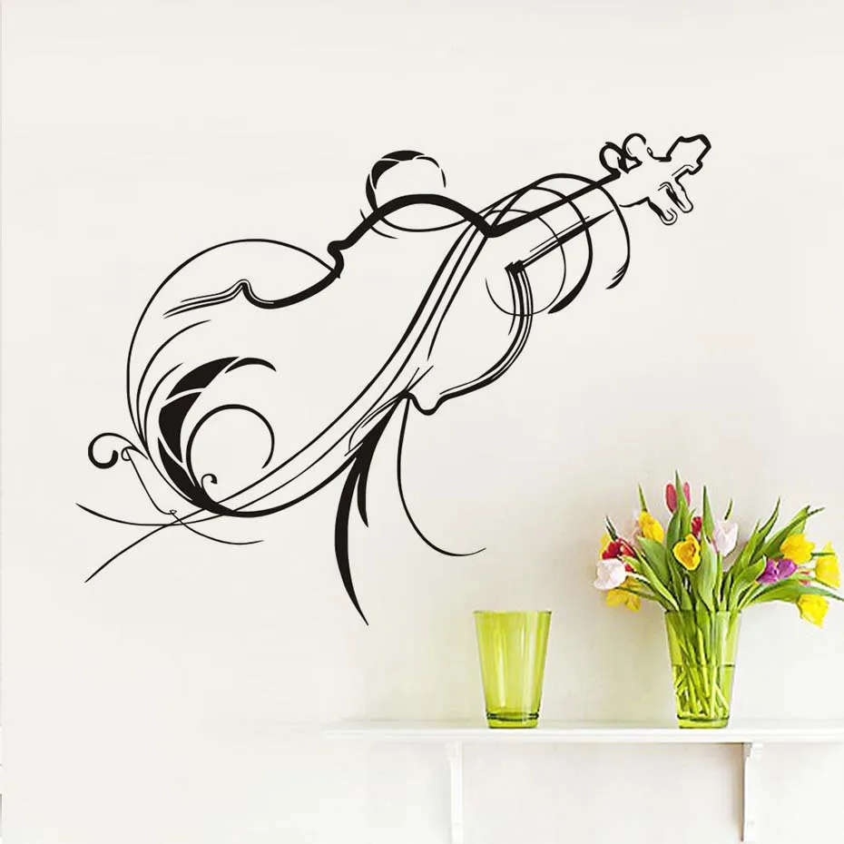 Классический силуэт художественная скрипка наклейка на стену музыкальный