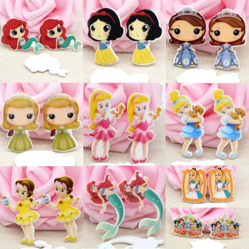 50 шт./лот смешанные милые смолы принцессы плоский задник кабошон мультяшный