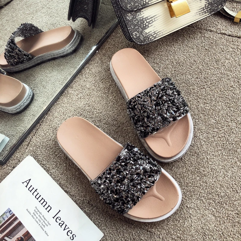 BeautyFeet/женские шлепанцы со стразами; яркие шлепанцы; летние пляжные шлепанцы со стразами; модная женская обувь на плоской подошве