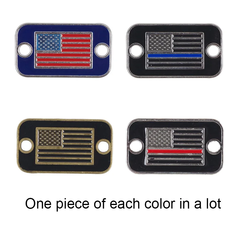 Assorted colors 4 шт. металлический флаг США бирка для 550 уличный Паракорд выживания для браслета брелока DIY Вязание Плетеный сплав аксессуары - Цвет: Assorted colors
