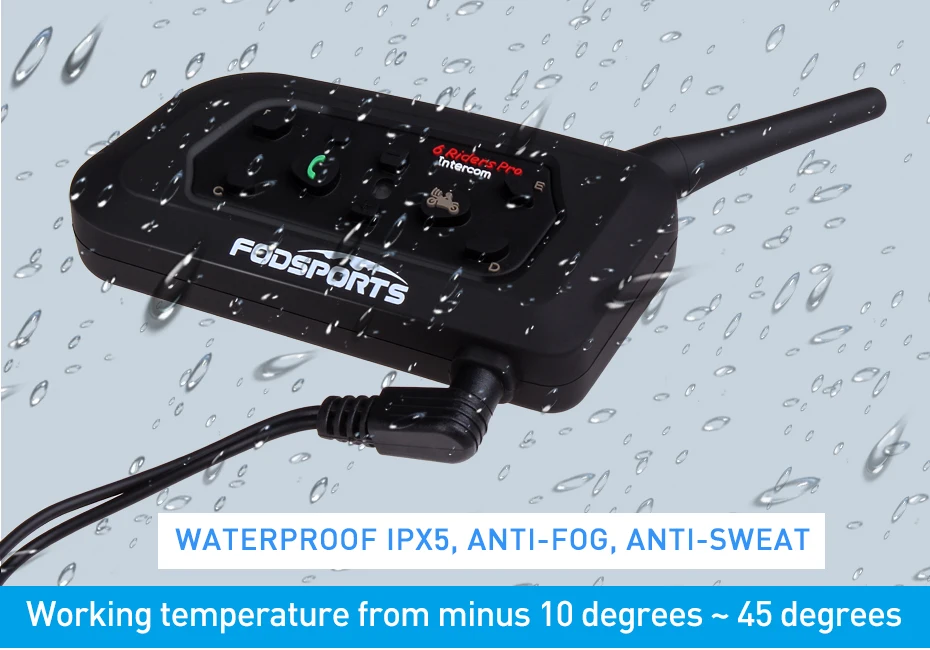 Fodsports V6 Pro Intercom мотоциклетный шлем гарнитура BT Interphone 1200M беспроводной Bluetooth
