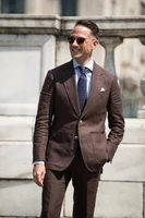 2018 summer dark brown linen men suit groom slim fit 2 piece tuxedo custom wedding suits blazer terno masuclino jacketpant 007