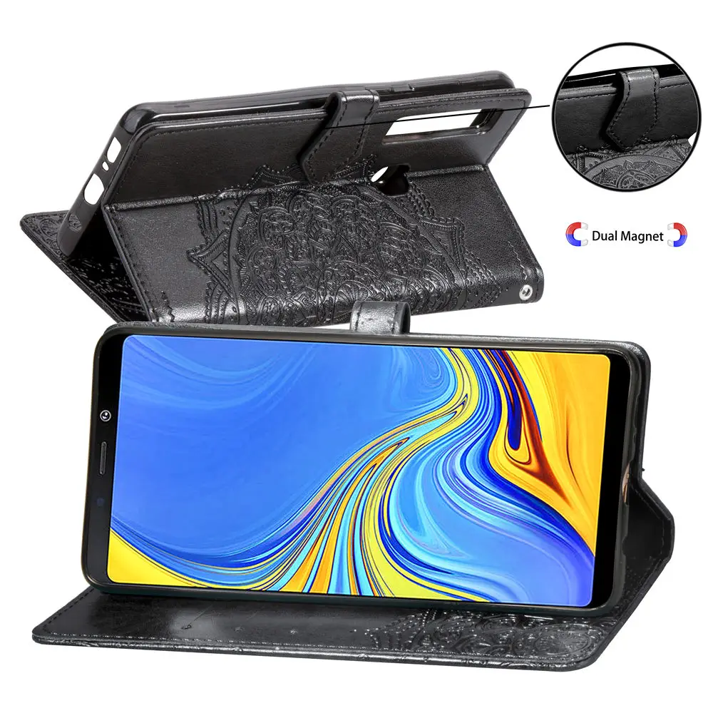 3D чехол кошелек из искусственной кожи с цветком Datura для Samsung Galaxy A9 2018 книжка A920 A920F
