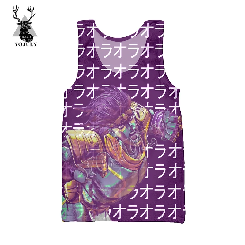 YOJULY Summer Unisex sleeveless shirts 3D Print Anime JoJo Bizarre Adventure Men Vest Women Casual Funny Tops Clothing Ve23