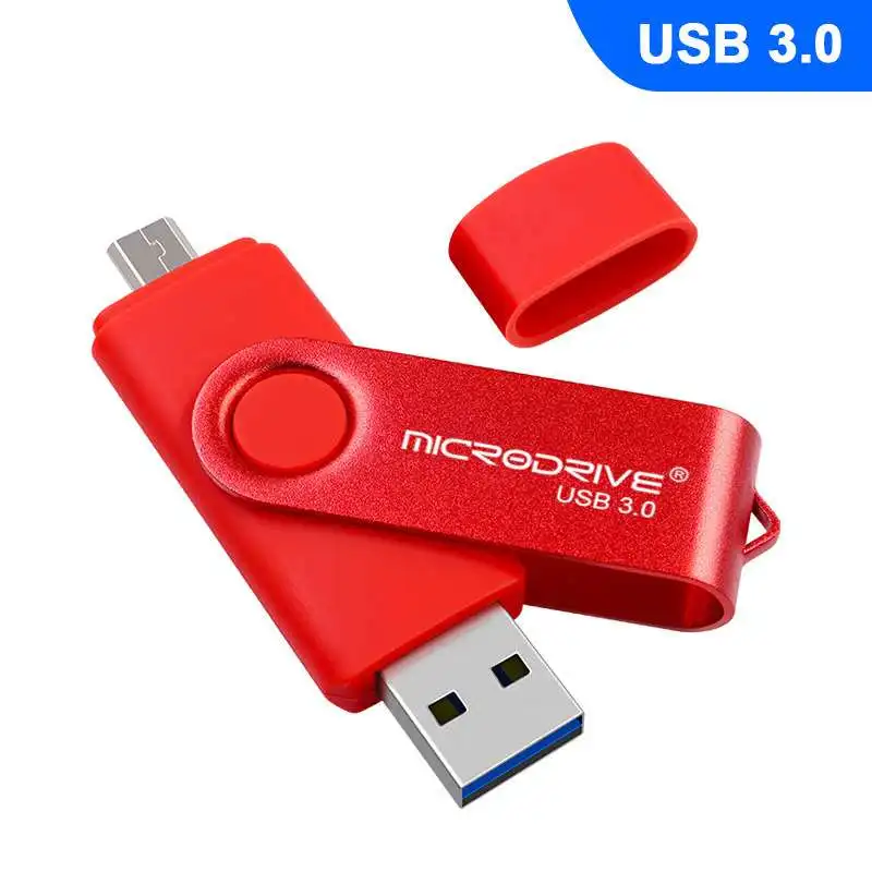 Красный OTG USB флэш-накопитель cle usb otg u диск 32g для телефона Android ручка-накопитель флеш-накопитель USB 3,0 металлические устройства для хранения - Цвет: Красный