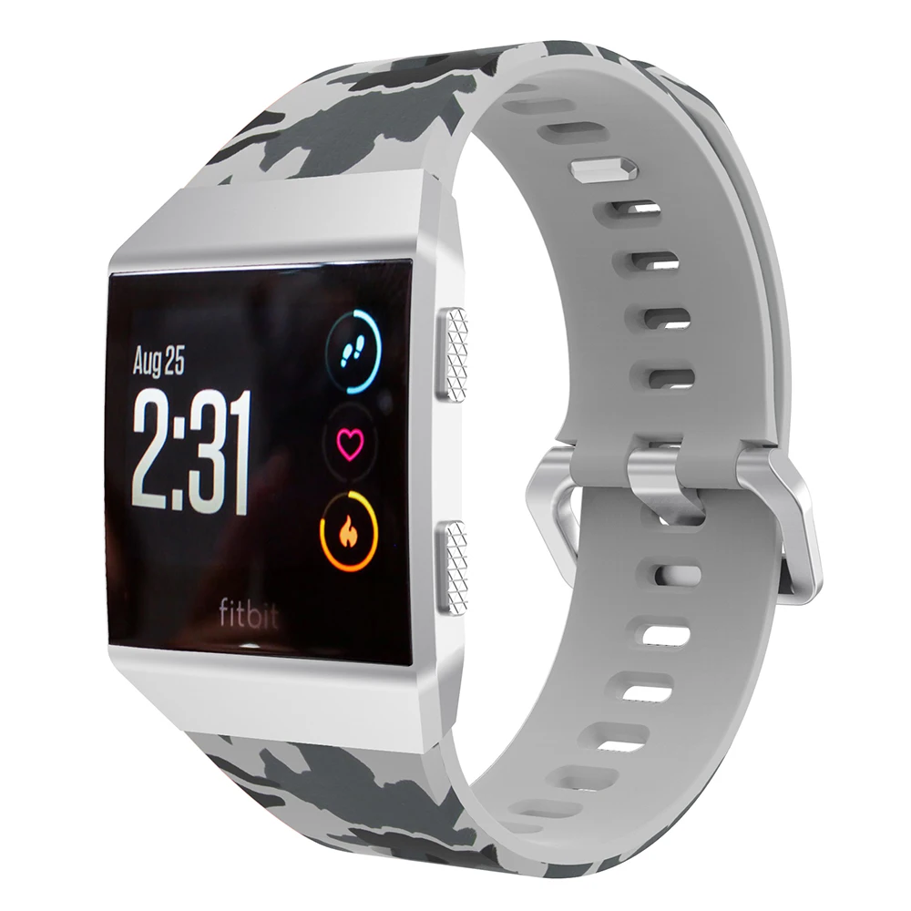 Спортивный силиконовый ремешок с камуфляжным рисунком для часов Fitbit Ionic