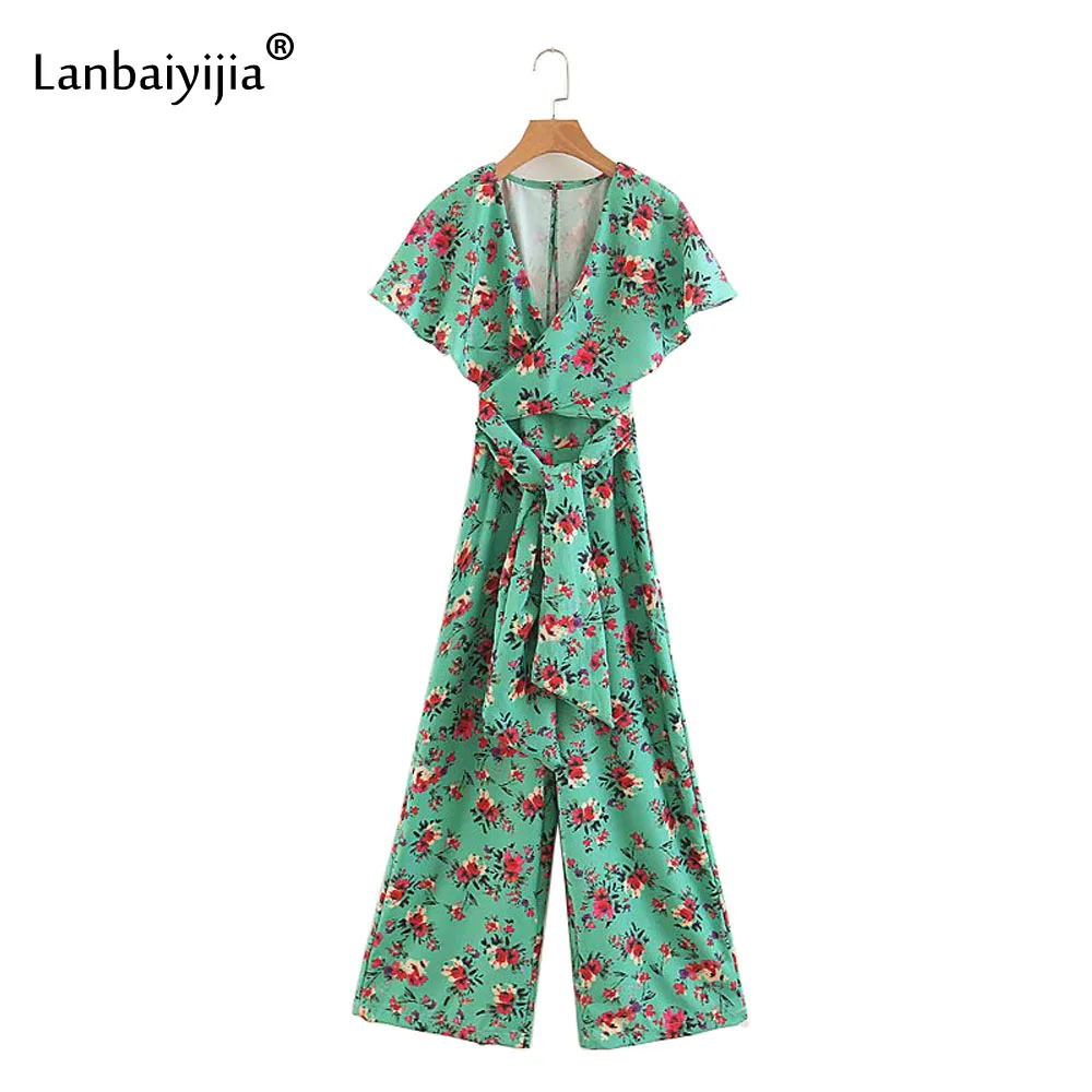 Lanbaiyijia новые женские комбинезоны с рукавом летучая мышь короткий рукав v-образный