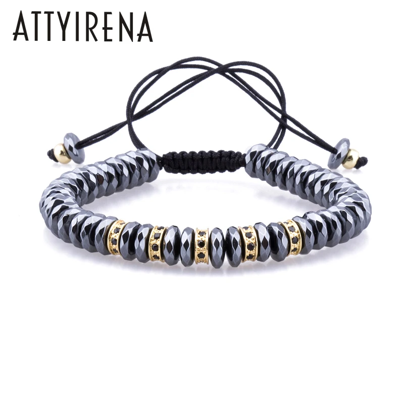 ATTYIRENA Новинка закрепляет фианиты браслеты с бусинами плетеный браслет