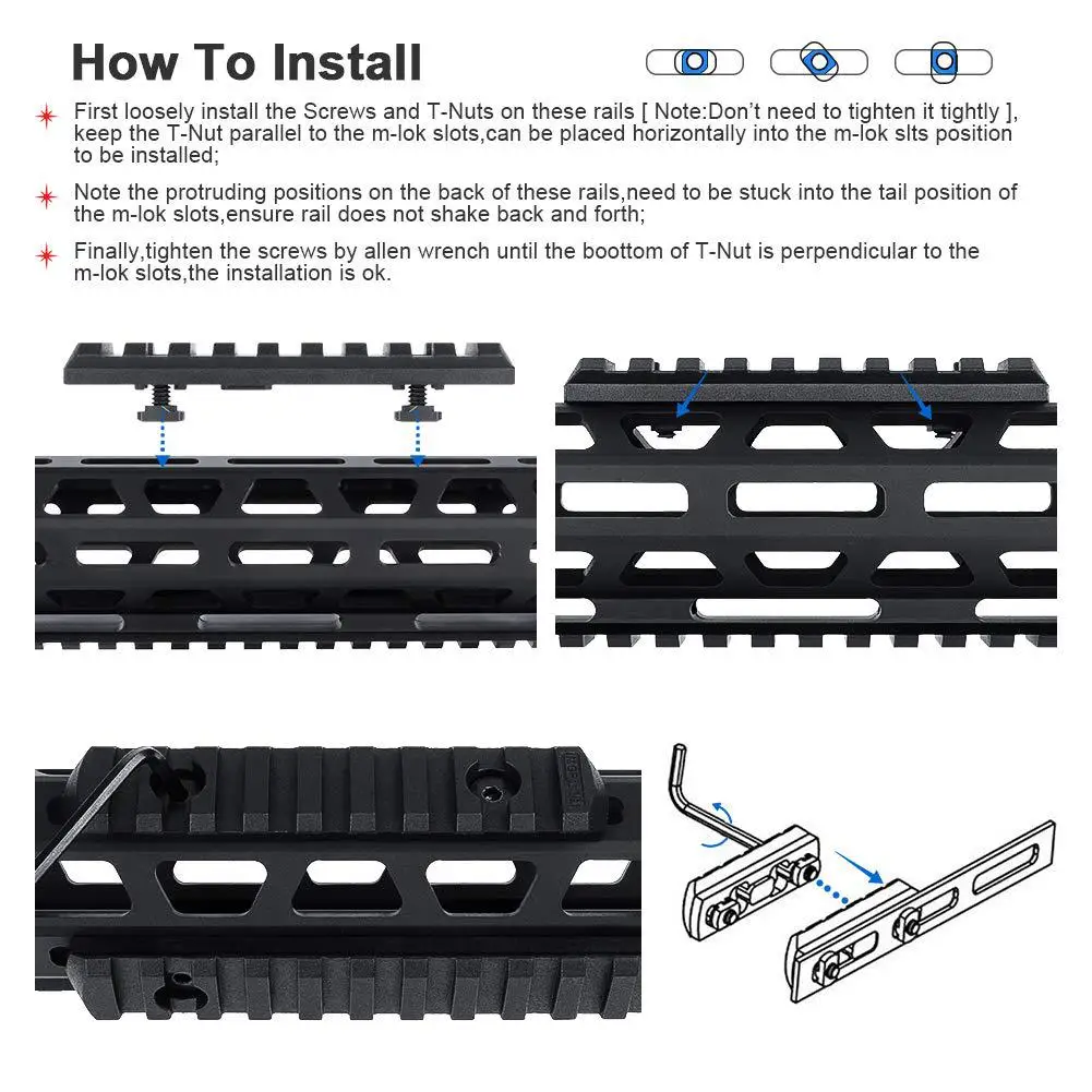 4 шт. полимерная направляющая набор секций нейлона M-Lok Rail Bar Weaver for Handguard | Спорт и