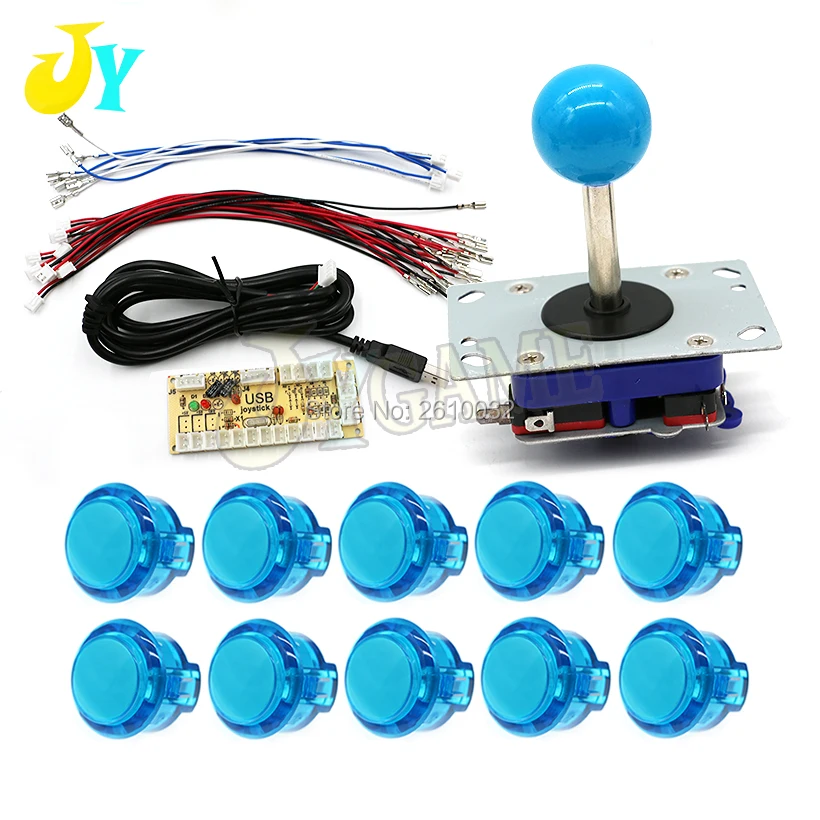Аркадный джойстик DIY Kit Запчасти со светодиодной подсветкой из 30 мм кнопочный
