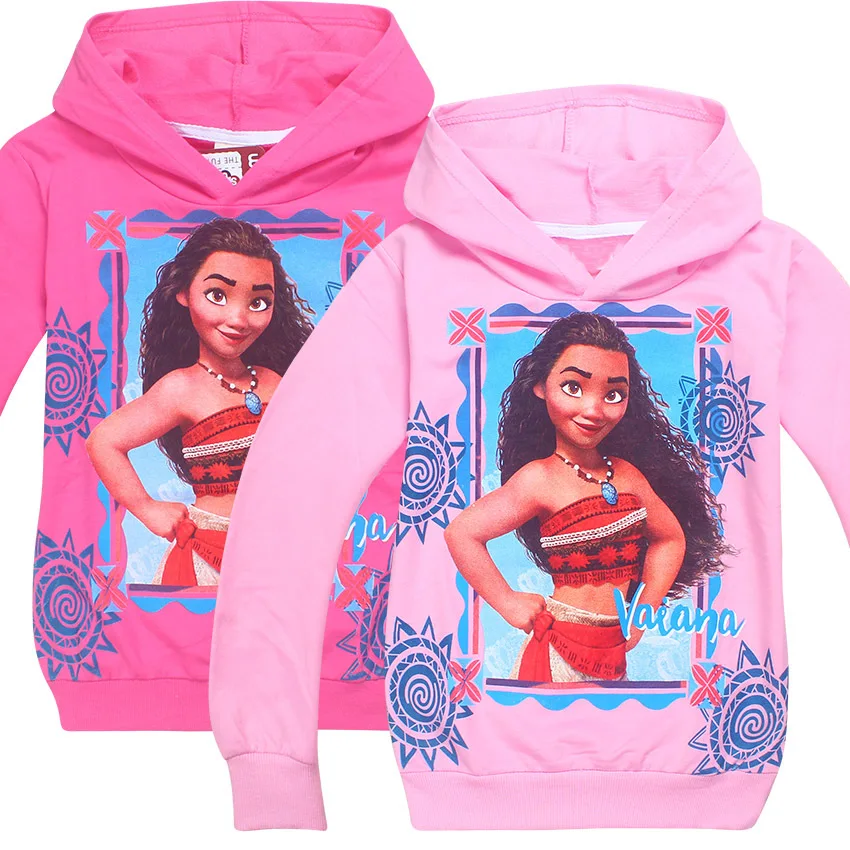 2017 детская Свитер для девочек Moana костюм принцессы ребенка Толстовки с капюшоном