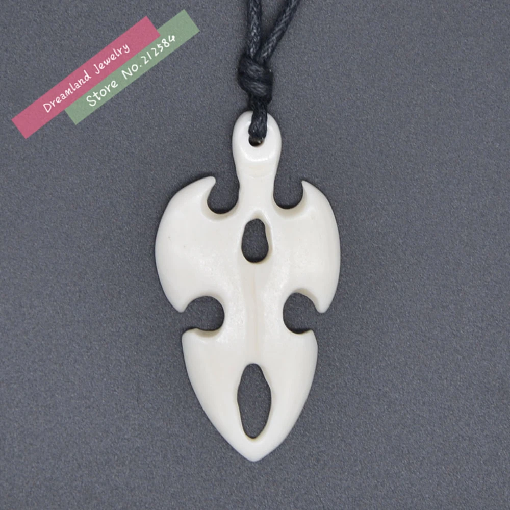 1pc Hot Hawaiian Handmade Carved Ox Bone TOTEM Pendant Necklace Choker Woman's Man's Tribal Surfer Style Jewelry FREE SHIPPING |