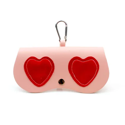 pink love PU кожа мультфильм милый путешествия женщин солнцезащитные очки коробка сумка футляр для солнцезащитных очков чехол Аксессуары для очков - Цвет: pink love