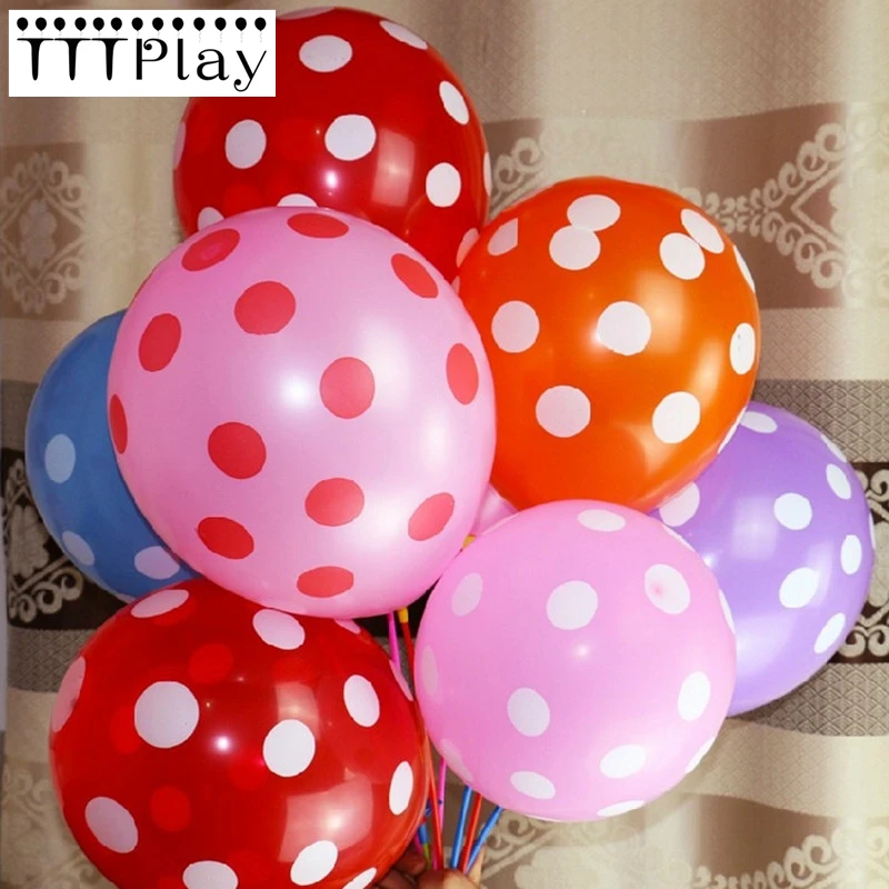 

20pcs/lot 12 Inch Polka Dot Colored Latex Balloons Inflatable Wedding Party Decoration Air Balloon Happy Birthday Party Supplies