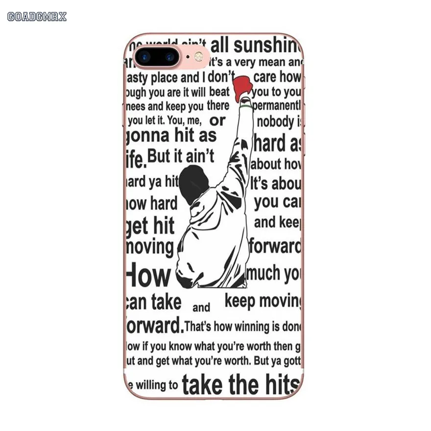 Прозрачные мягкие чехлы для iPhone 6 6S 7 8 Plus X XS MAX XR 4 4S 5 5S SE 5C Rocky Balboa мотивационные слова - Цвет: image 7