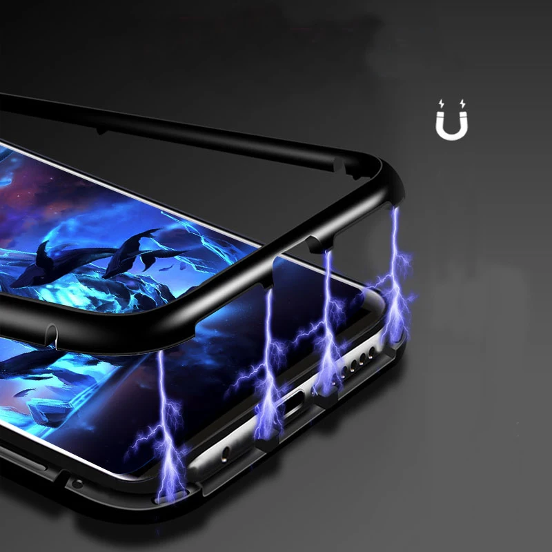 Магнитный флип чехол для телефона samsung Galaxy S7edge S8 S9 Plus прозрачный из закаленного