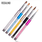 Бриллиантовая металлическая акриловая ручка ROSALIND дизайн ногтей, ручка с кисточкой стразы, гелевая ручка с крышкой для салона красоты