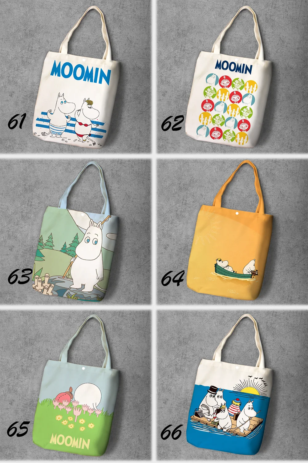 Moomin сумка для покупок милый гиппопотам тонкий маленький мой рюкзак на плечо Студенческая Холщовая Сумка с принтом Сумка-тоут на кнопках Холщовая Сумка