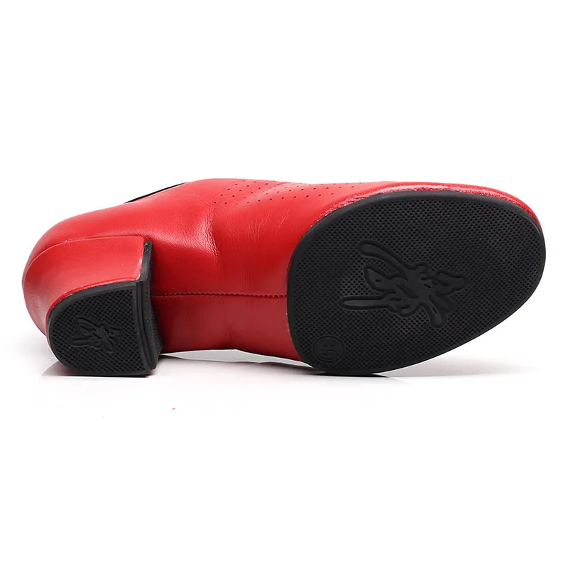 red half rubber sole USHINE/BD-83 каблук 5 см; мягкая обувь для танцев из натуральной кожи ча; Обувь для бальных и латиноамериканских танцев; женская обувь; BD - Цвет: red half rubber sole