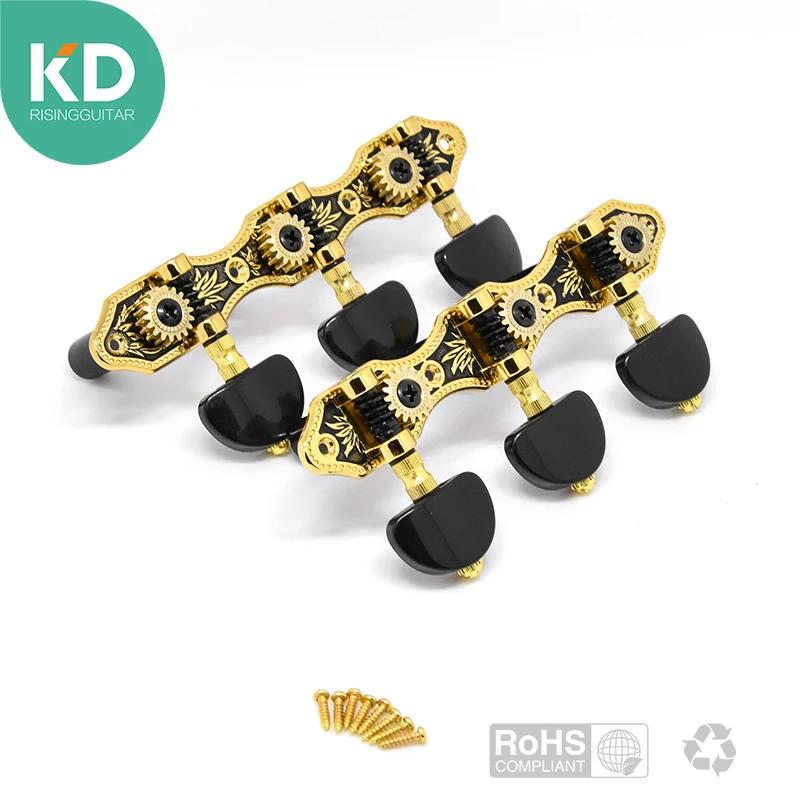 

2 PC per set High end Classical Guitar Tuning Pegs Machine Heads Black and gold color w/black button Vintage style guitar parts