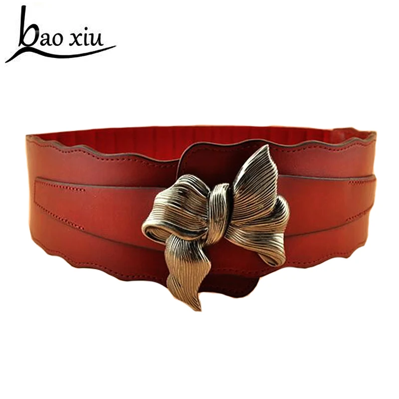 2019 New Fashion wide leather belts for women vintage metal buckle all-match wide belt waistband dress accessories