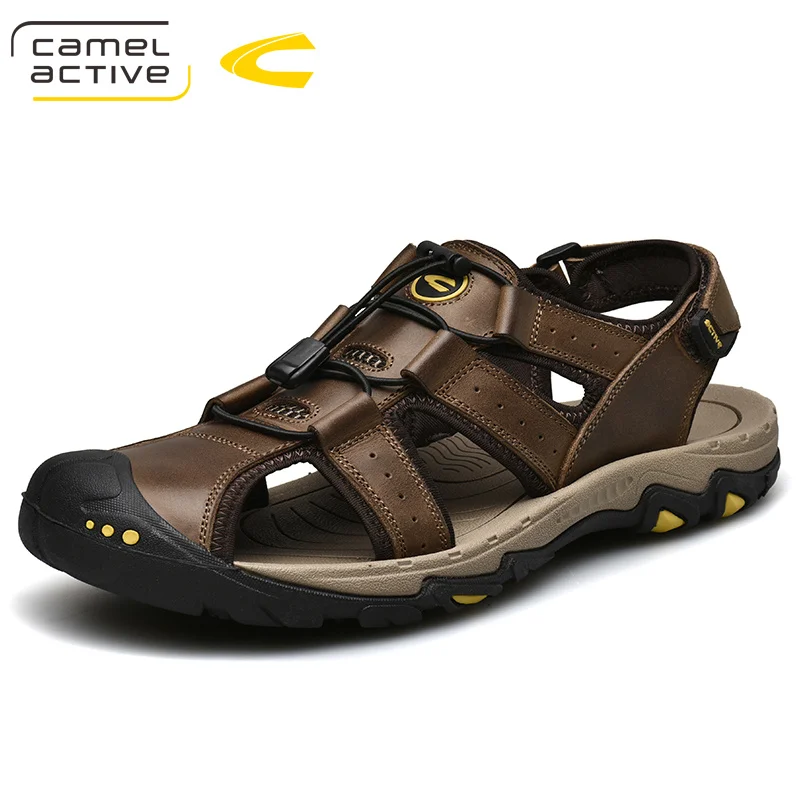 Camel Active 2019 New High Quality Summer Men Sandals Genuine Leather Comfortable Hook &amp Loop Shoes Fashion Casual | Обувь