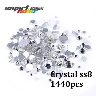 Crystal ss8 1440pcs Супер предложение блестящие 1440 шт SS2 до ss10 не горячей фиксации Прозрачный Кристалл хрусталя Цвет 3D дизайн ногтей украшения Flatback Стразы - Цвет: Crystal ss8 1440pcs