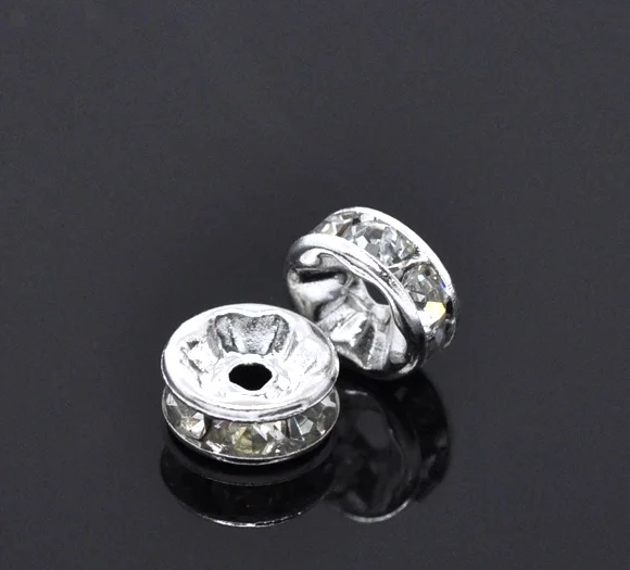 Серебряные украшения doreenbeads прозрачные стразы Rondelle бисер 8х3 мм 5 шт.|rhinestone rondelle
